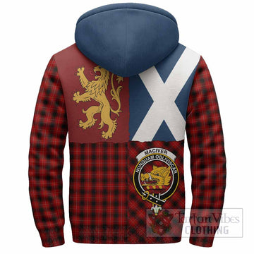 MacIver (McIver) Crest Tartan Sherpa Hoodie with Lion Rampant Saltire Style