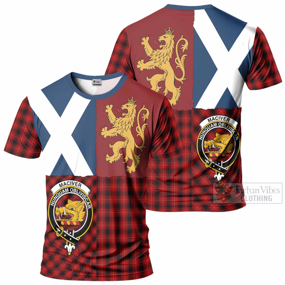 MacIver (McIver) Crest Tartan T-Shirt with Lion Rampant Saltire Style