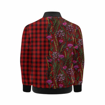 MacIver (McIver) Family Crest Tartan Kid Bomber Jacket Scottish Thistle Flower Pattern Half Style