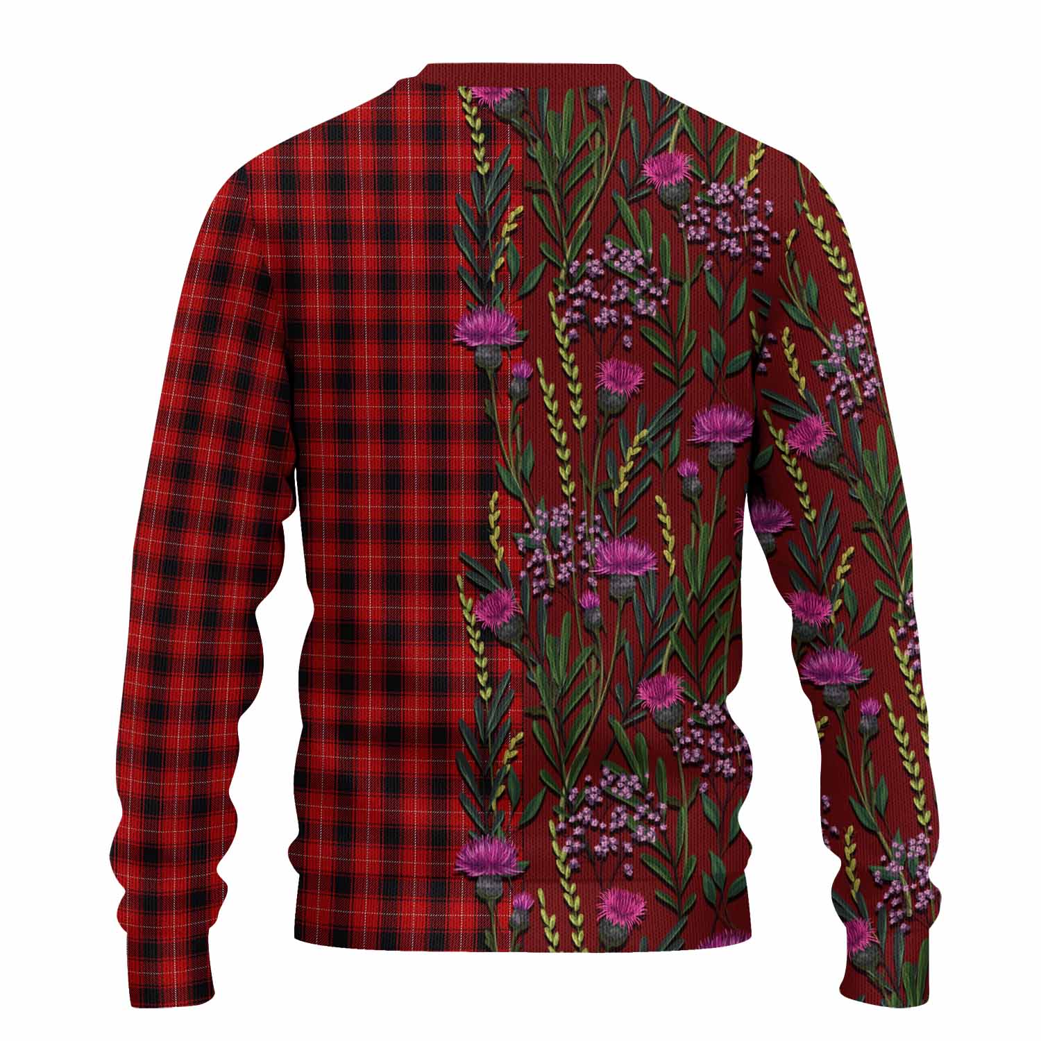 MacIver (McIver) Family Crest Tartan Knitted Sweater Scottish Thistle Flower Pattern Half Style - Tartan Vibes Clothing