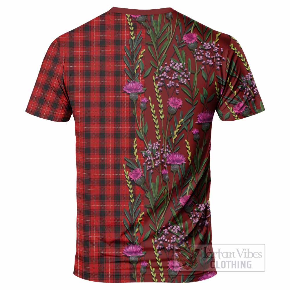MacIver (McIver) Family Crest Tartan T-Shirt Scottish Thistle Flower Pattern Half Style - Tartan Vibes Clothing