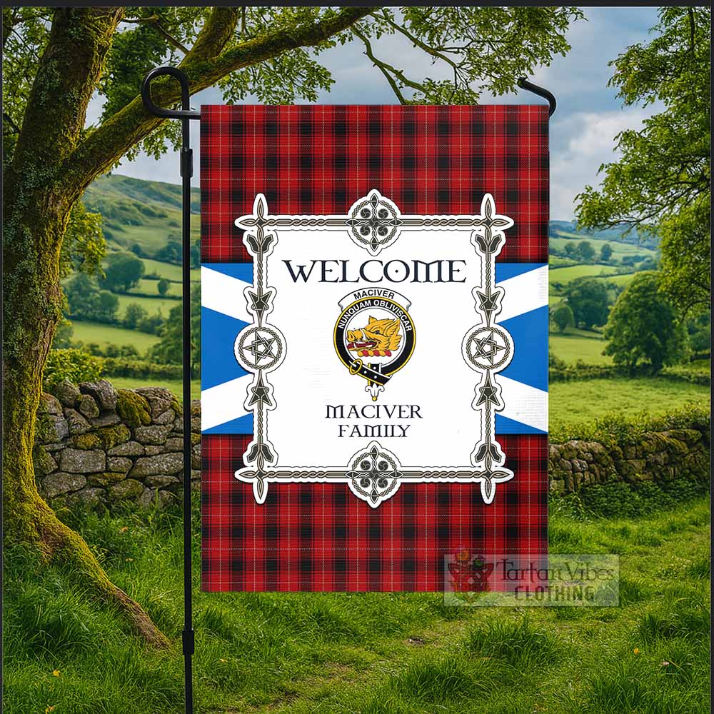 MacIver (McIver) Family Crest Tartan Welcome Garden Flag Saltire Harmony Style - Tartan Vibes Clothing