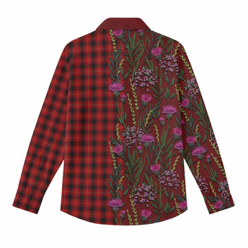 MacIver (McIver) Family Crest Tartan Women Casual Shirt Scottish Thistle Flower Pattern Half Style