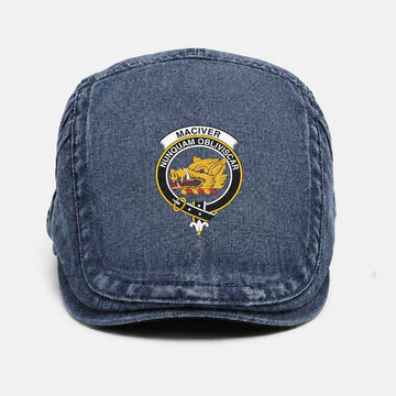 MacIver (McIver) Scottish Clan Crest Washed Flat Cap - Unisex Jeff Cap