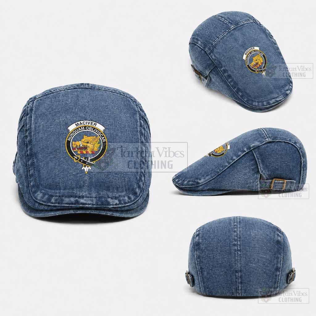 MacIver (McIver) Scottish Clan Crest Washed Flat Cap - Unisex Jeff Cap