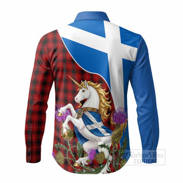 MacIver (McIver) Scottish Tartan Crest Unicorn Heritage Long Sleeve Button Shirts - Tartan Vibes Clothing