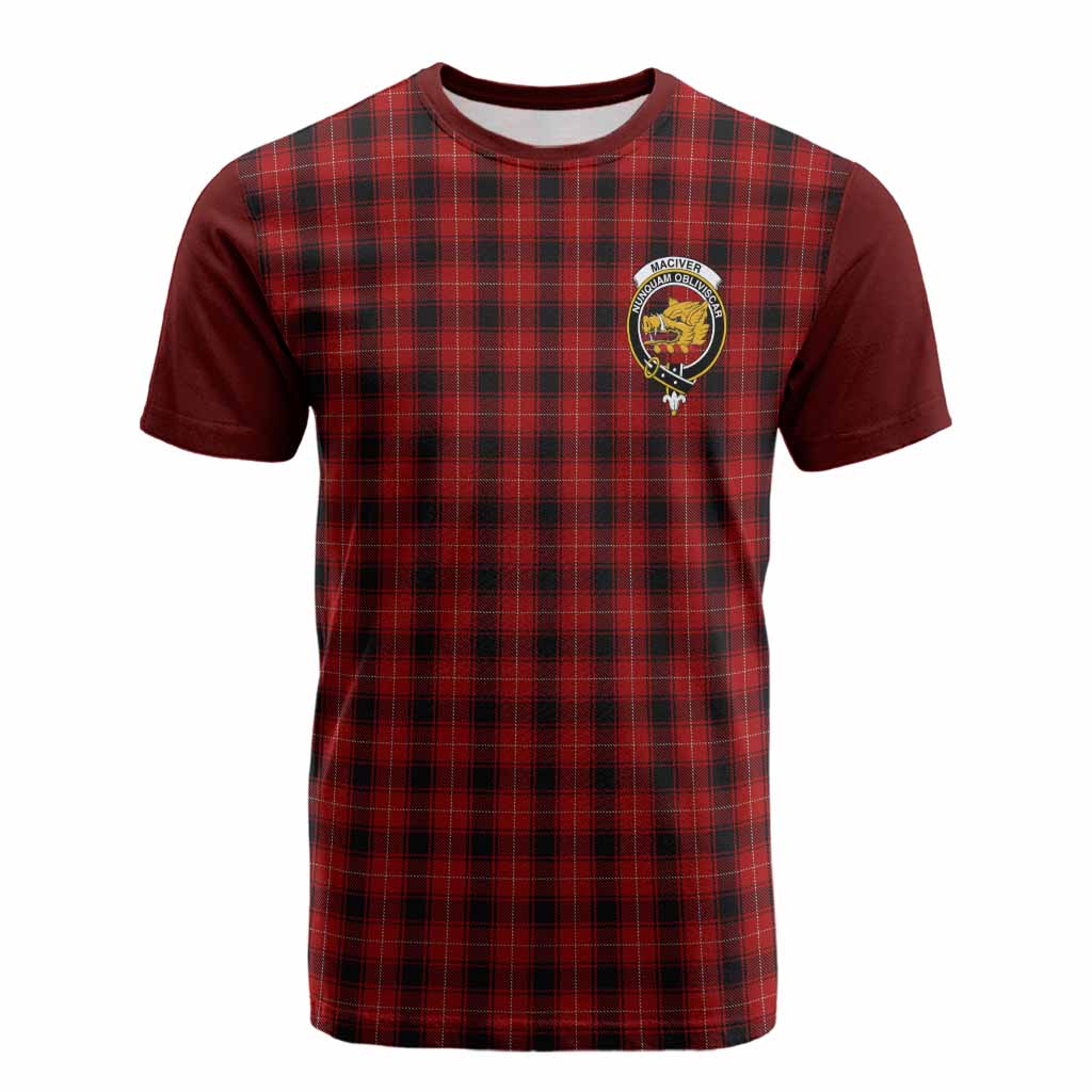 MacIver (McIver) Tartan Accent Cotton T-shirt with Family Crest
