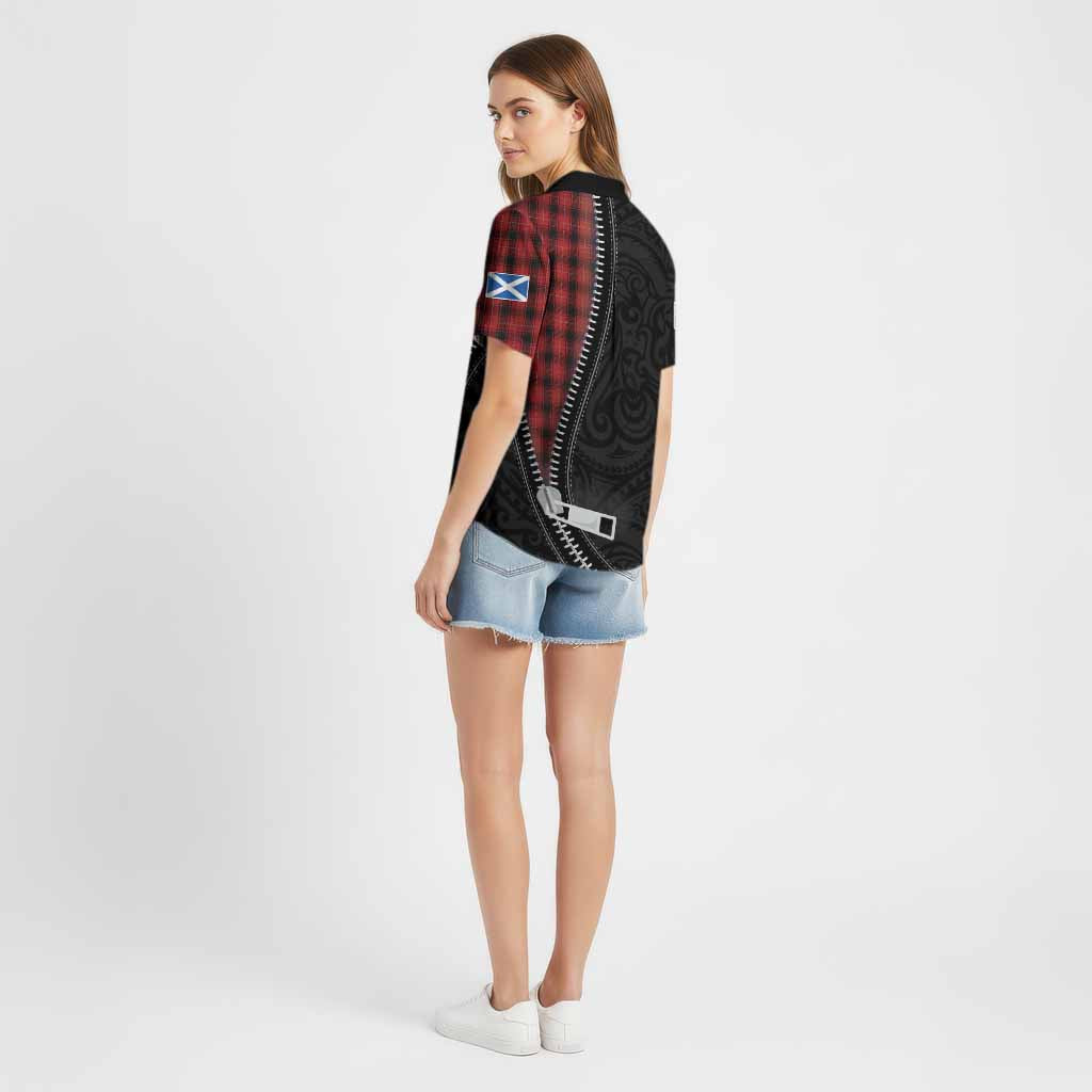 MacIver (McIver) Tartan Cotton Hawaiian Shirt New Zealand Pattern Unique Zipper Stylized