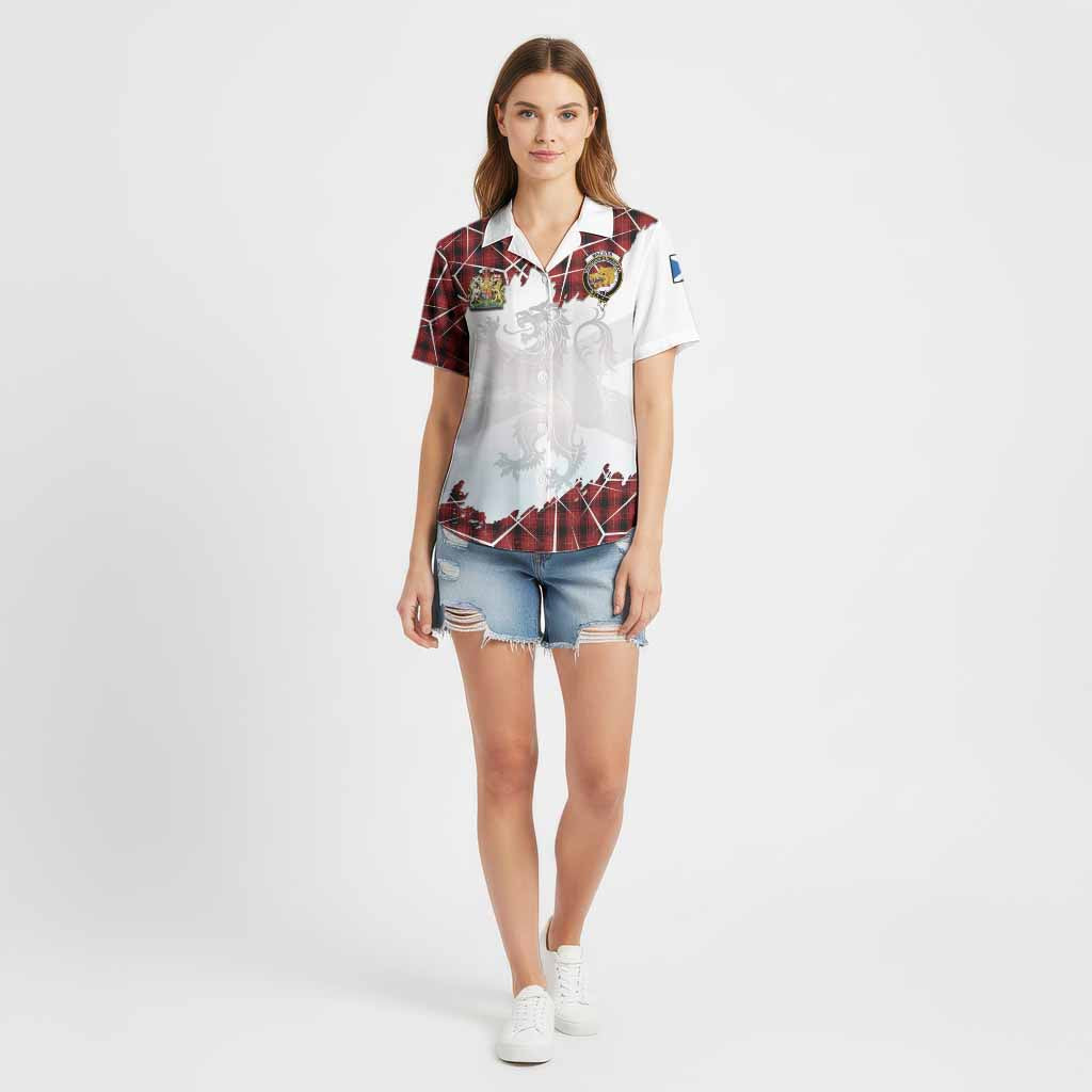 MacIver (McIver) Tartan Cotton Hawaiian Shirt with Family Crest and Lion Rampant Grunge Style