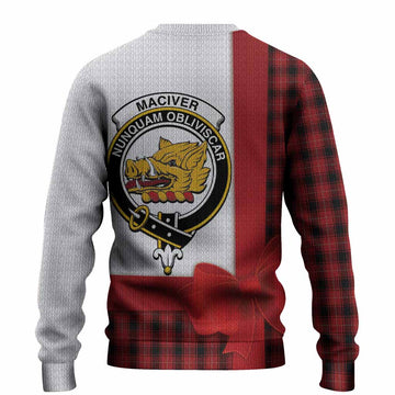 MacIver (McIver) Tartan Crest Christmas Christmas Ugly Sweater Highland Cow Bagpipes Coquette Bow Style