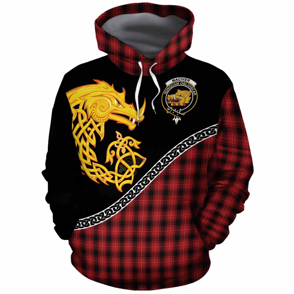 MacIver (McIver) Tartan Crest Cotton Hoodie Legendary Dragon Knot Half Style