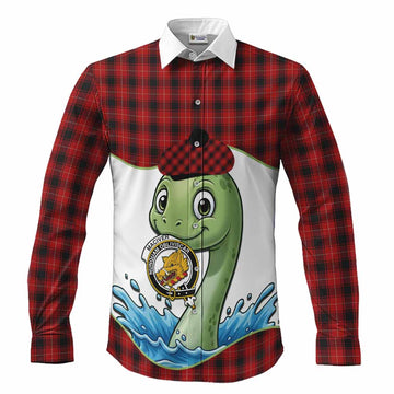 MacIver (McIver) Tartan Crest Cute Nessie Long Sleeve Button Shirts Scottish Loch Ness Monster