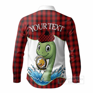 MacIver (McIver) Tartan Crest Cute Nessie Long Sleeve Button Shirts Scottish Loch Ness Monster