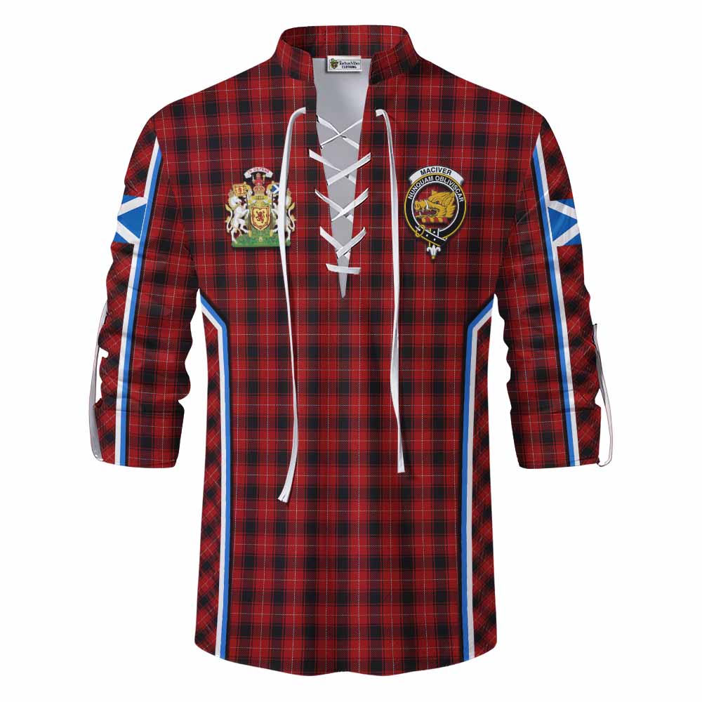MacIver (McIver) Tartan Crest Ghillie Kilt Shirt Scotland Coat of Arm Flag Style - Tartan Vibes Clothing