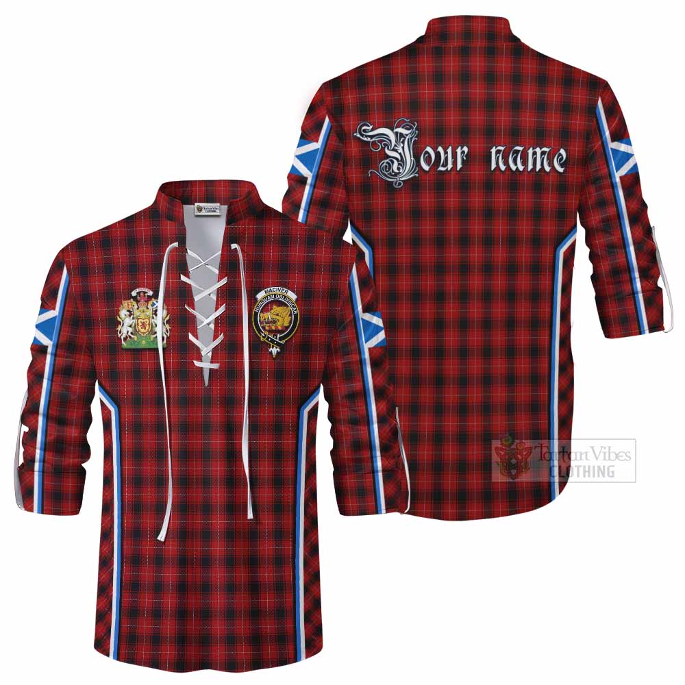MacIver (McIver) Tartan Crest Ghillie Kilt Shirt Scotland Coat of Arm Flag Style - Tartan Vibes Clothing