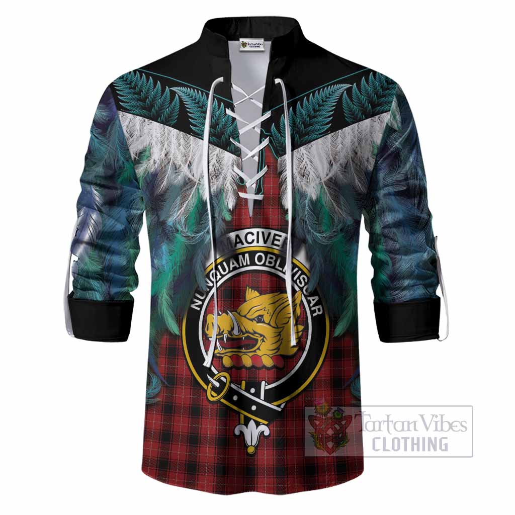 MacIver (McIver) Tartan Crest Ghillie Shirt New Zealand Maori Korowai Cloak