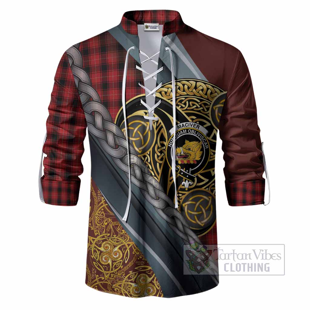 MacIver (McIver) Tartan Crest Ghillie Shirt Scottish Triskele Celtic