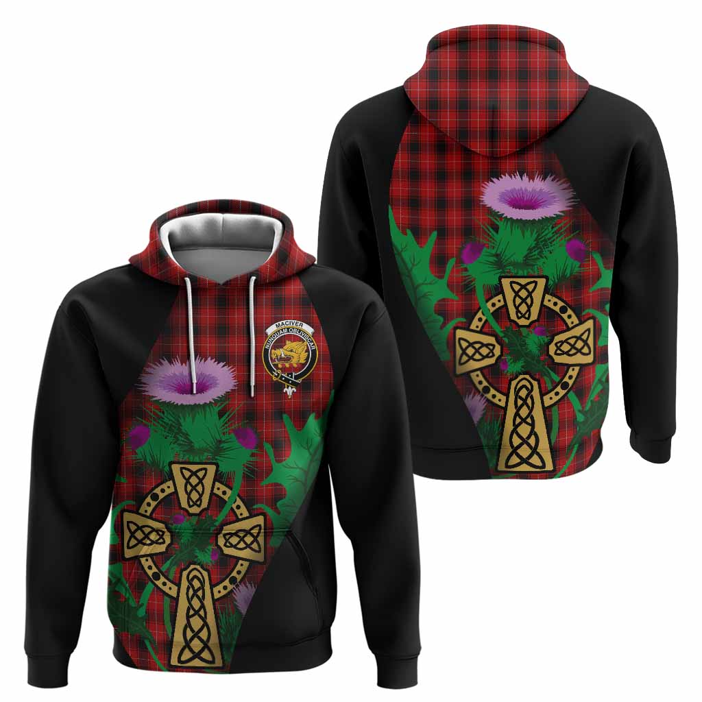 MacIver (McIver) Tartan Crest Hoodie Celtic Cross Thistle Flowers