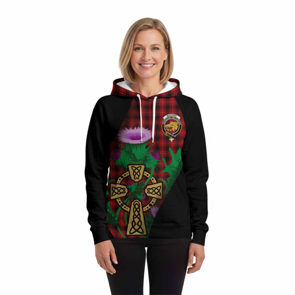 MacIver (McIver) Tartan Crest Hoodie Celtic Cross Thistle Flowers