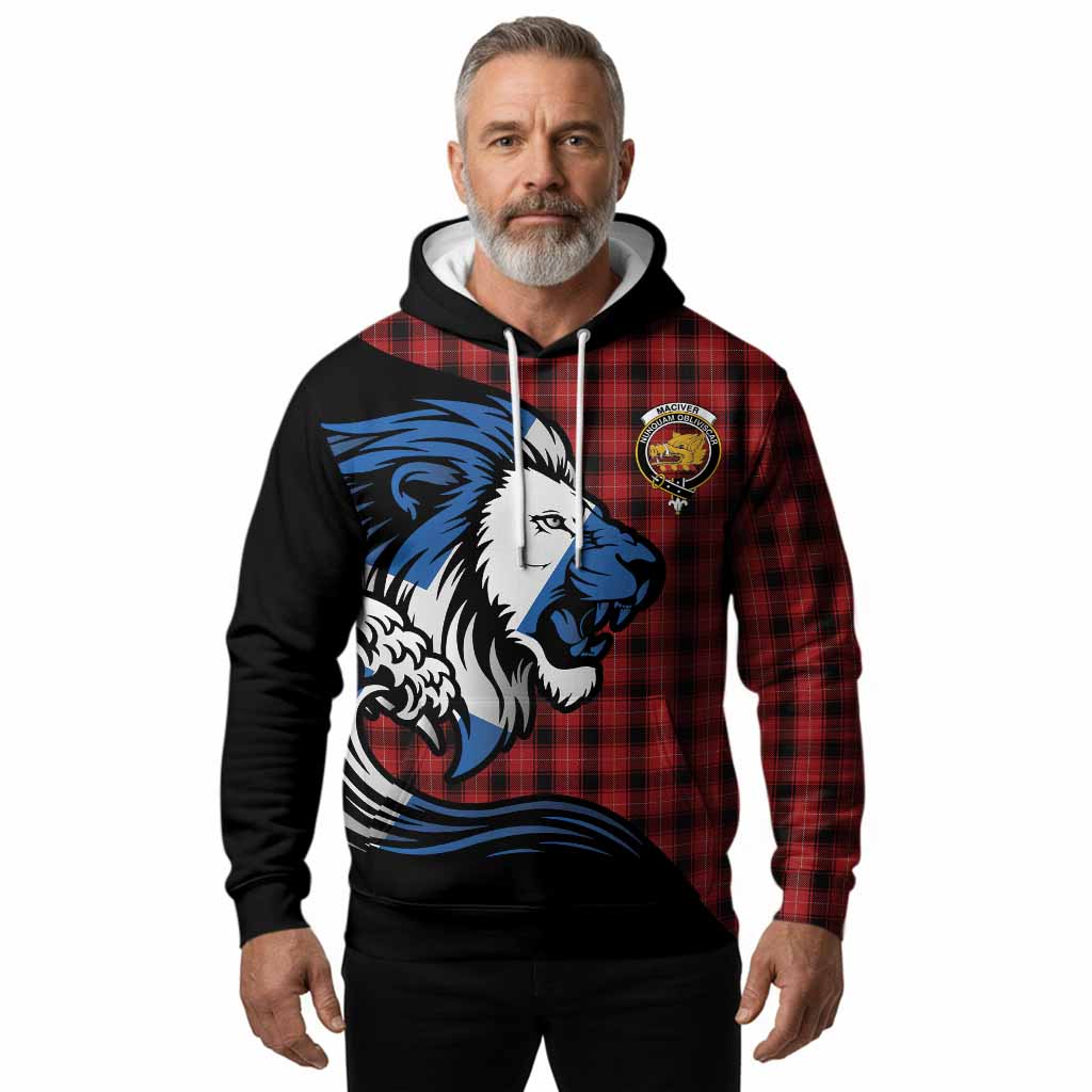 MacIver (McIver) Tartan Crest Hoodie Scottish Golden Lions Wave Flow