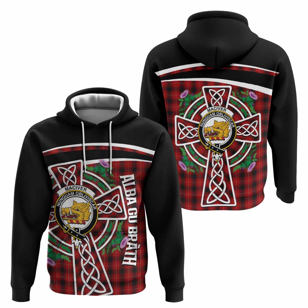 MacIver (McIver) Tartan Crest Hoodie Scottish Thistle Celtic Cross Alba Gu Brath