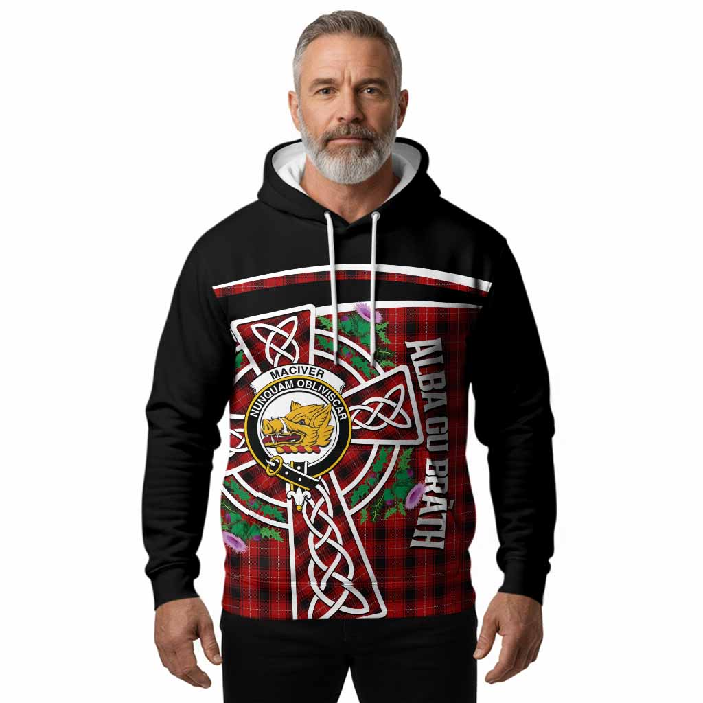 MacIver (McIver) Tartan Crest Hoodie Scottish Thistle Celtic Cross Alba Gu Brath