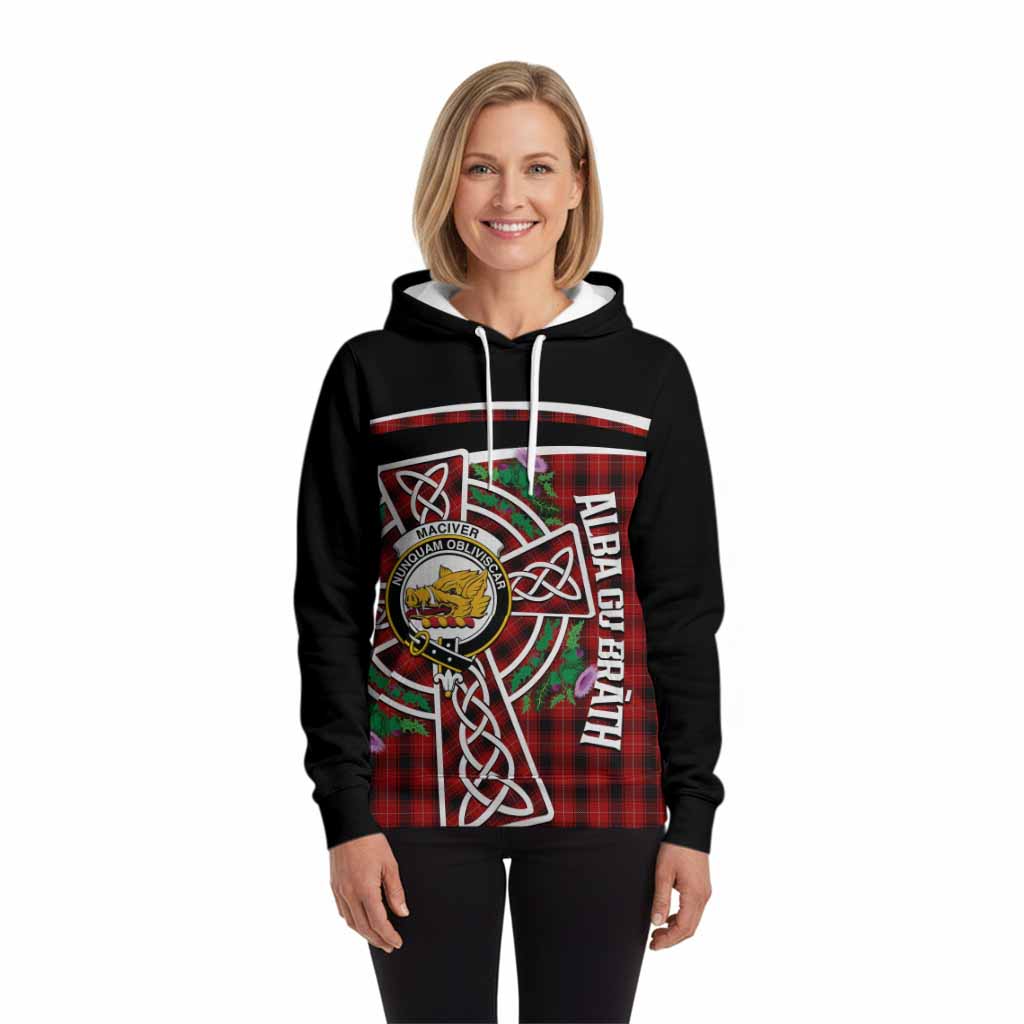 MacIver (McIver) Tartan Crest Hoodie Scottish Thistle Celtic Cross Alba Gu Brath