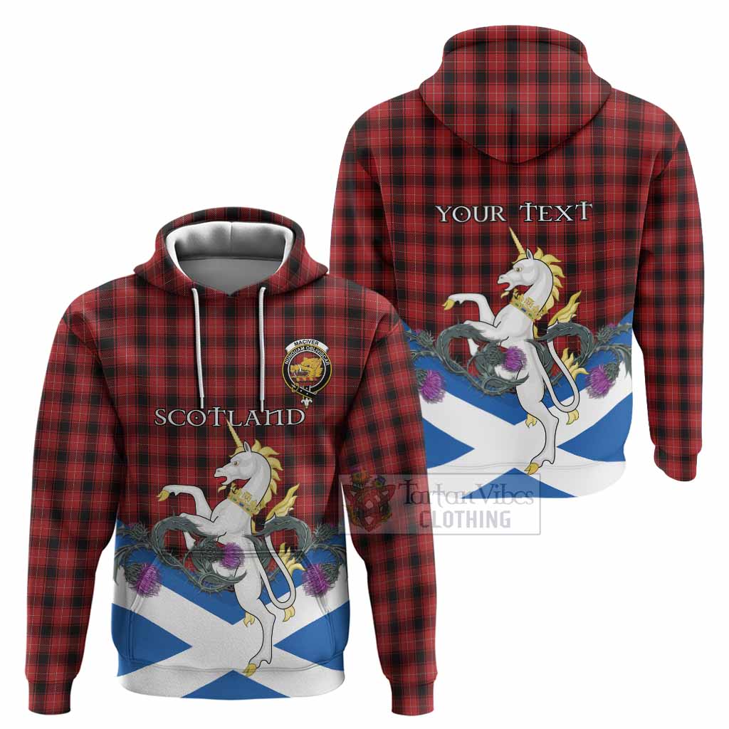 MacIver (McIver) Tartan Crest Hoodie Scottish Unicorn With Thistle