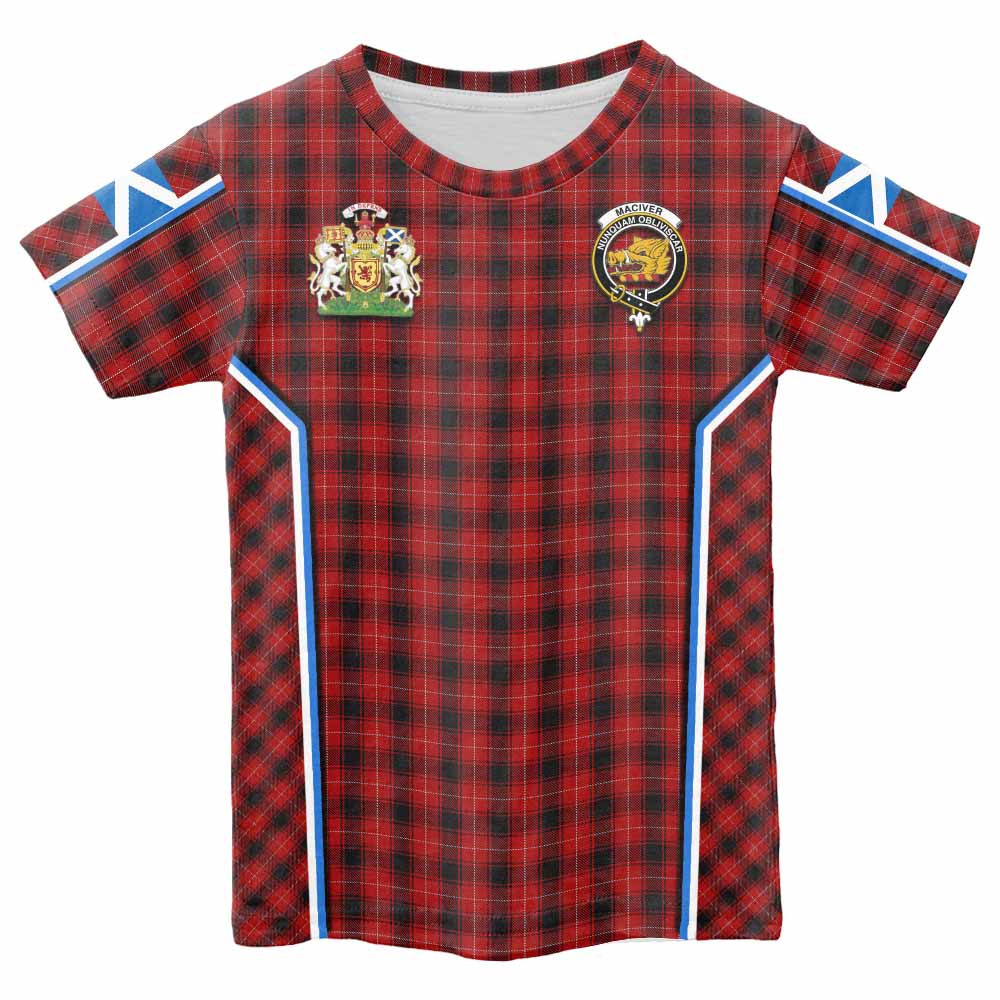 MacIver (McIver) Tartan Crest Kid T-shirt Scotland Coat of Arm Flag Style - Tartan Vibes Clothing