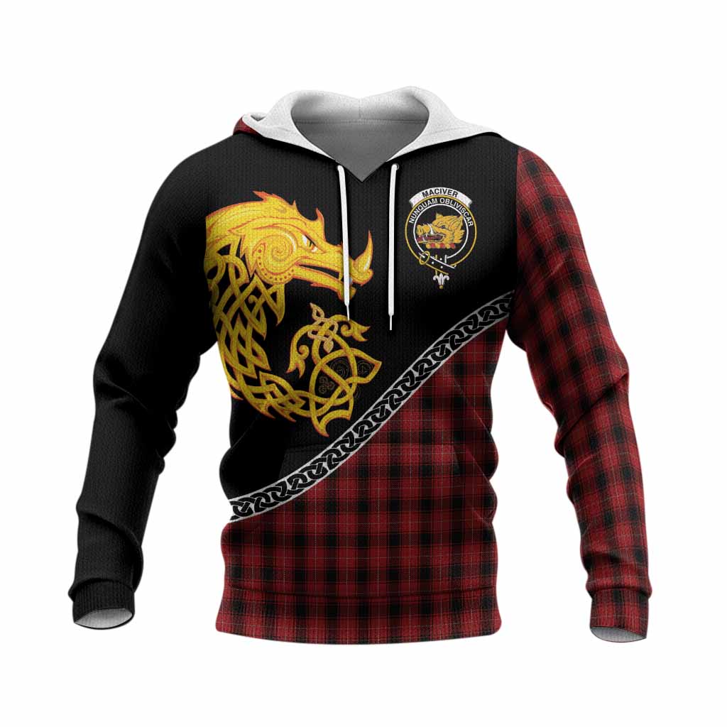 MacIver (McIver) Tartan Crest Knitted Hoodie Legendary Dragon Knot Half Style