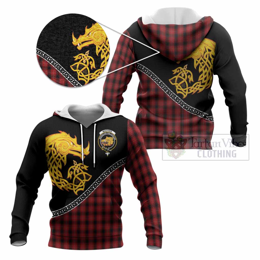 MacIver (McIver) Tartan Crest Knitted Hoodie Legendary Dragon Knot Half Style