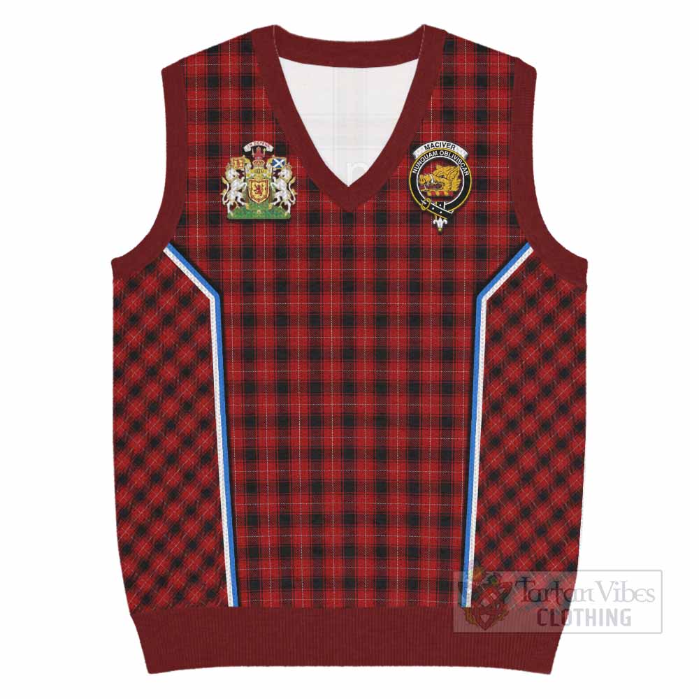 MacIver (McIver) Tartan Crest Knitted V-Neck Vest Scotland Coat of Arm Flag Style - Tartan Vibes Clothing