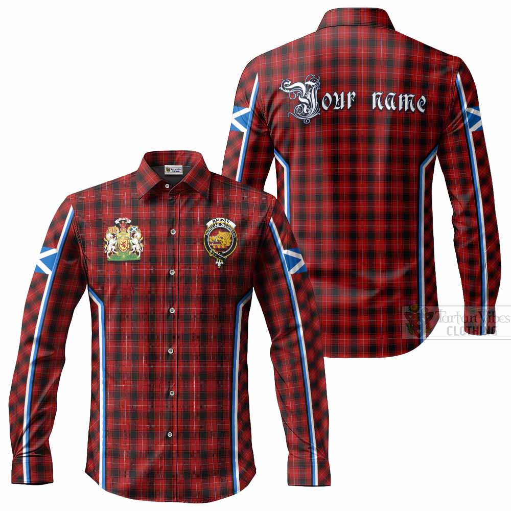 MacIver (McIver) Tartan Crest Long Sleeve Button Shirts Scotland Coat of Arm Flag Style - Tartan Vibes Clothing
