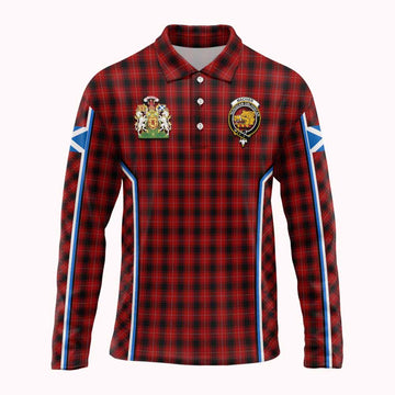 MacIver (McIver) Tartan Crest Long Sleeve Polo Shirt Scotland Coat of Arm Flag Style
