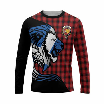 MacIver (McIver) Tartan Crest Long Sleeve T-Shirt Scottish Golden Lions Wave Flow