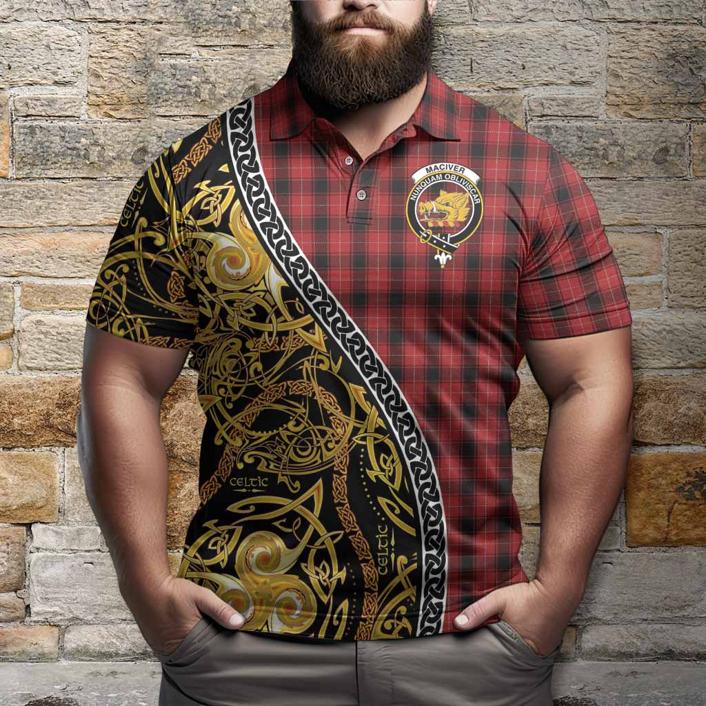 MacIver (McIver) Tartan Crest Polo Shirt Celtic Knot and Triple Trickle Spiral Symbols