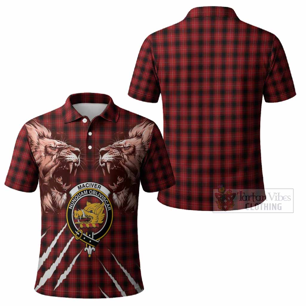 MacIver (McIver) Tartan Crest Polo Shirt Ferocious Lion Style