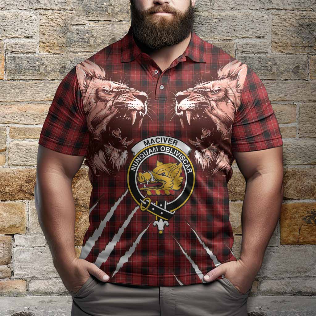 MacIver (McIver) Tartan Crest Polo Shirt Ferocious Lion Style