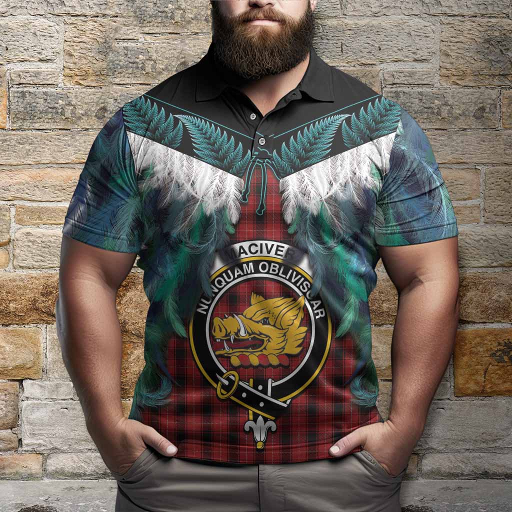 MacIver (McIver) Tartan Crest Polo Shirt New Zealand Maori Korowai Cloak