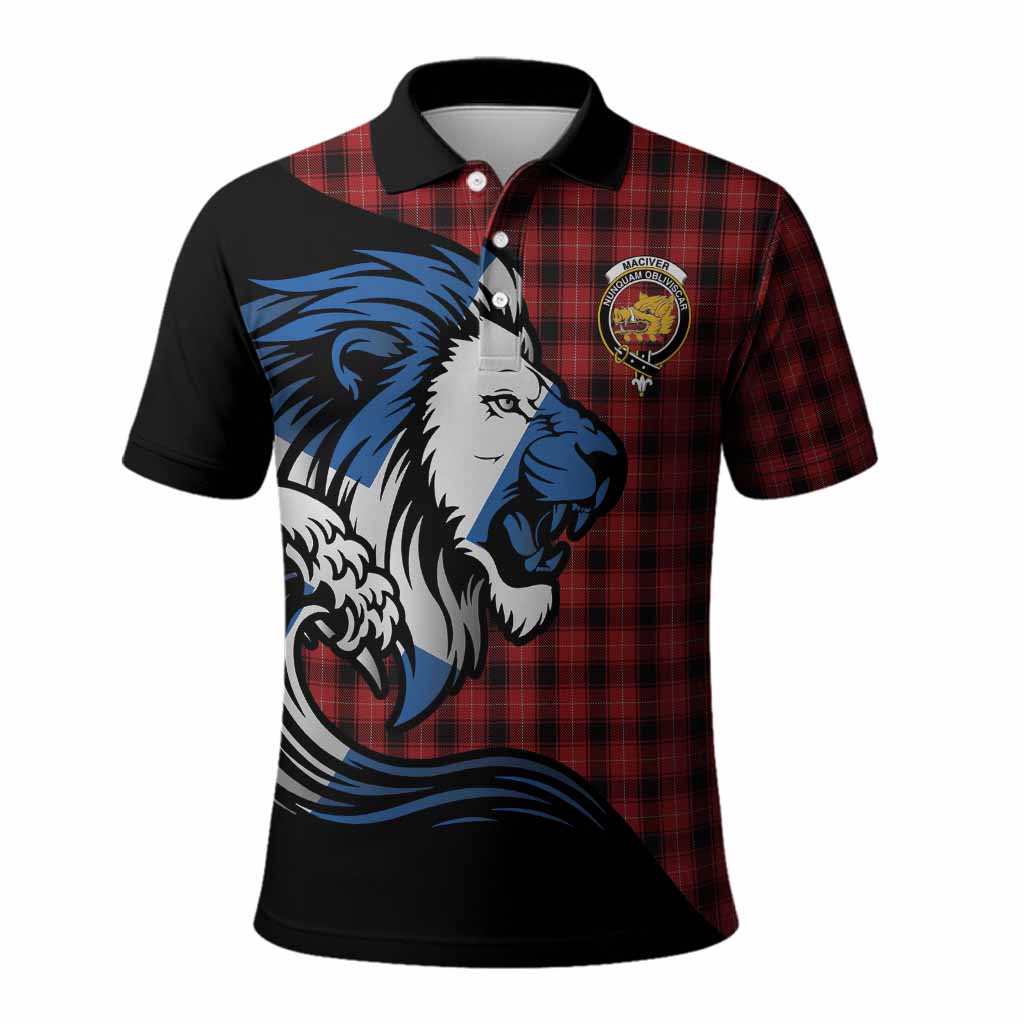 MacIver (McIver) Tartan Crest Polo Shirt Scottish Golden Lions Wave Flow