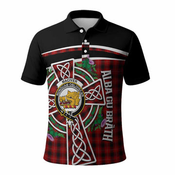 MacIver (McIver) Tartan Crest Polo Shirt Scottish Thistle Celtic Cross Alba Gu Brath