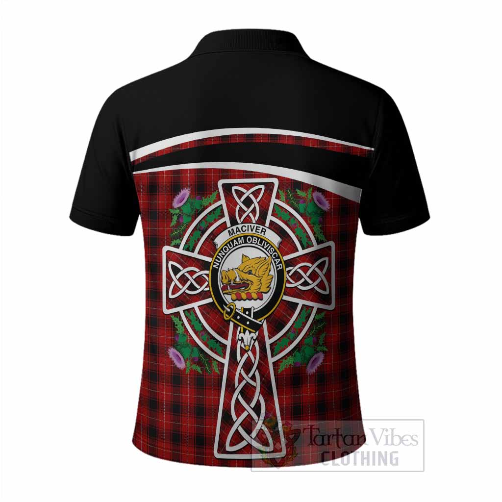 MacIver (McIver) Tartan Crest Polo Shirt Scottish Thistle Celtic Cross Alba Gu Brath