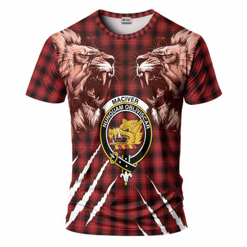MacIver (McIver) Tartan Crest T-Shirt Ferocious Lion Style