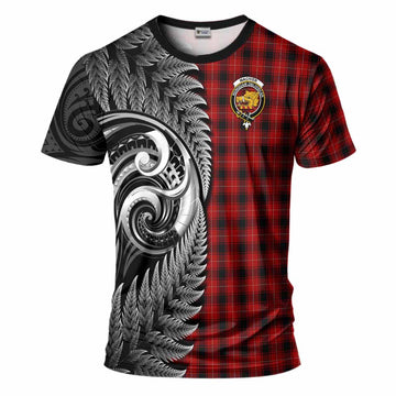 MacIver (McIver) Tartan Crest T-Shirt With New Zealand Silver Fern Maori Koru