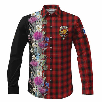 MacIver (McIver) Tartan Crest Thistle Floral Long Sleeve Button Shirts Men's Shirt S - Tartan Vibes Clothing