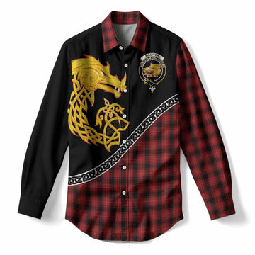 MacIver (McIver) Tartan Crest Women Casual Shirt Legendary Dragon Knot Half Style