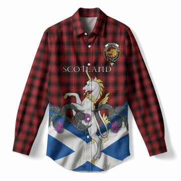 MacIver (McIver) Tartan Crest Women Casual Shirt Scottish Unicorn With Thistle
