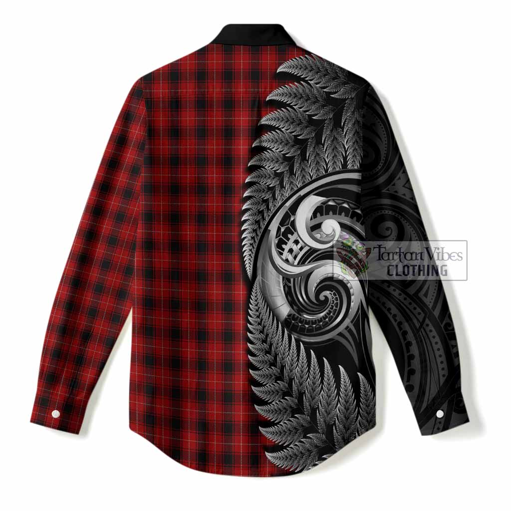 MacIver (McIver) Tartan Crest Women Casual Shirt With New Zealand Silver Fern Maori Koru