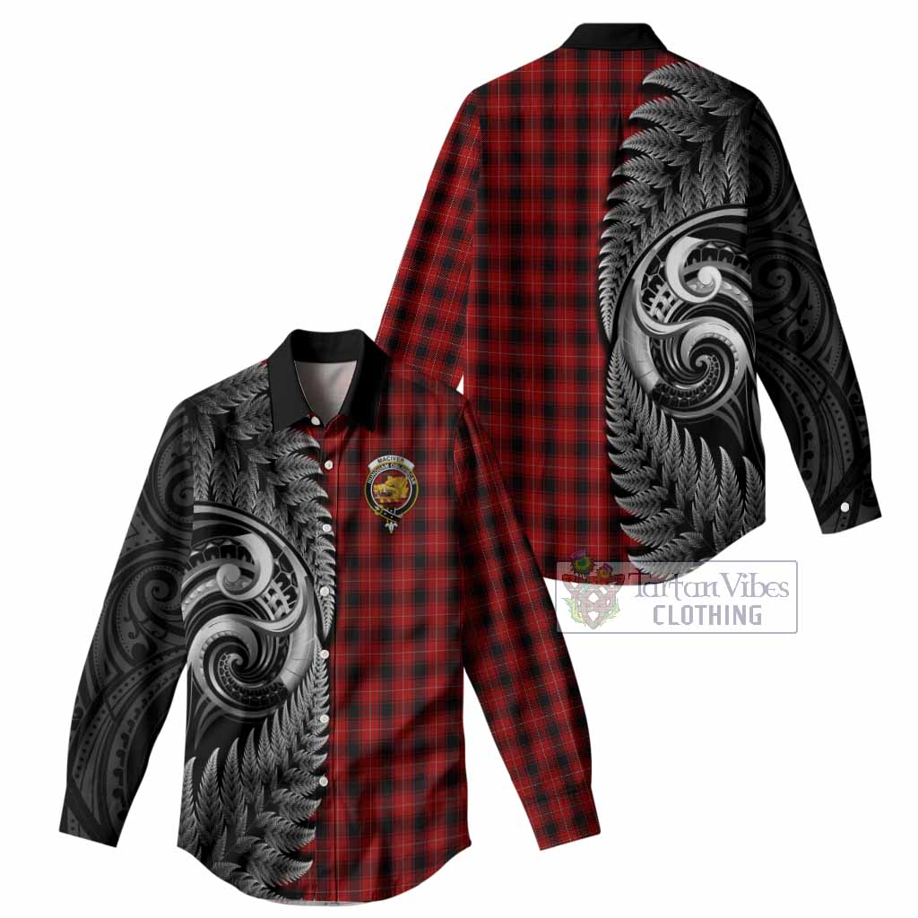 MacIver (McIver) Tartan Crest Women Casual Shirt With New Zealand Silver Fern Maori Koru