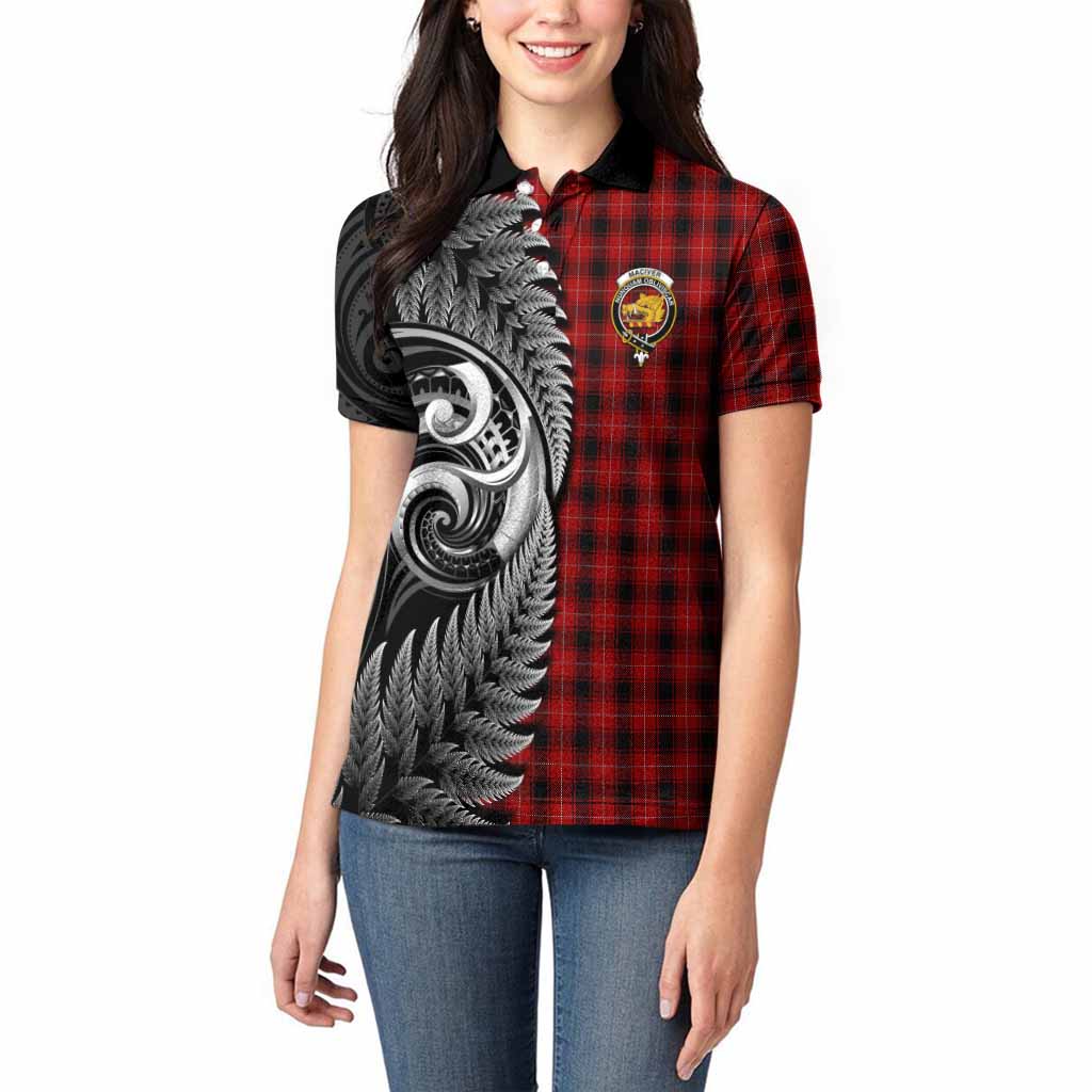 MacIver (McIver) Tartan Crest Women Polo Shirt With New Zealand Silver Fern Maori Koru